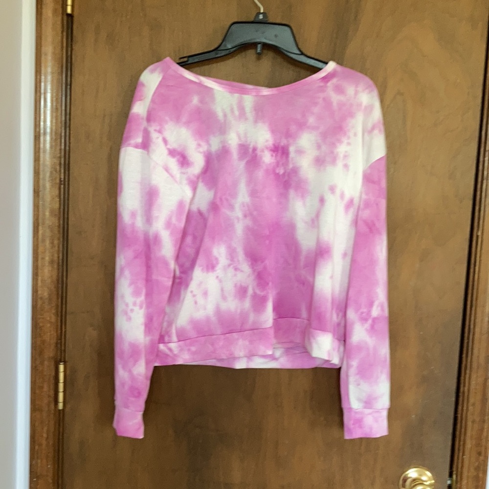 Top with cut out in back & jogger pant tie dye set pink M Juniors - Picture 11 of 17